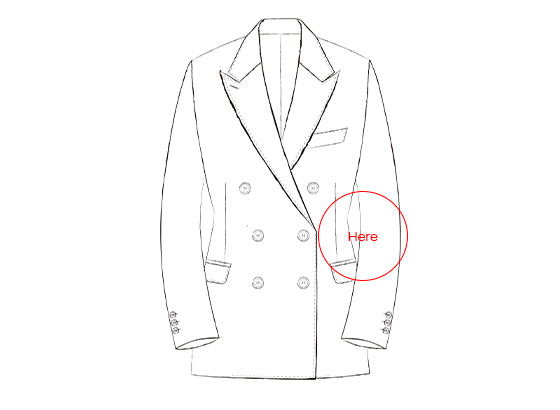 レディースオーダースーツのジャケット正面イラスト