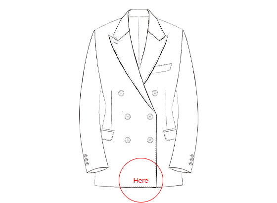 レディースオーダースーツのジャケット正面イラスト
